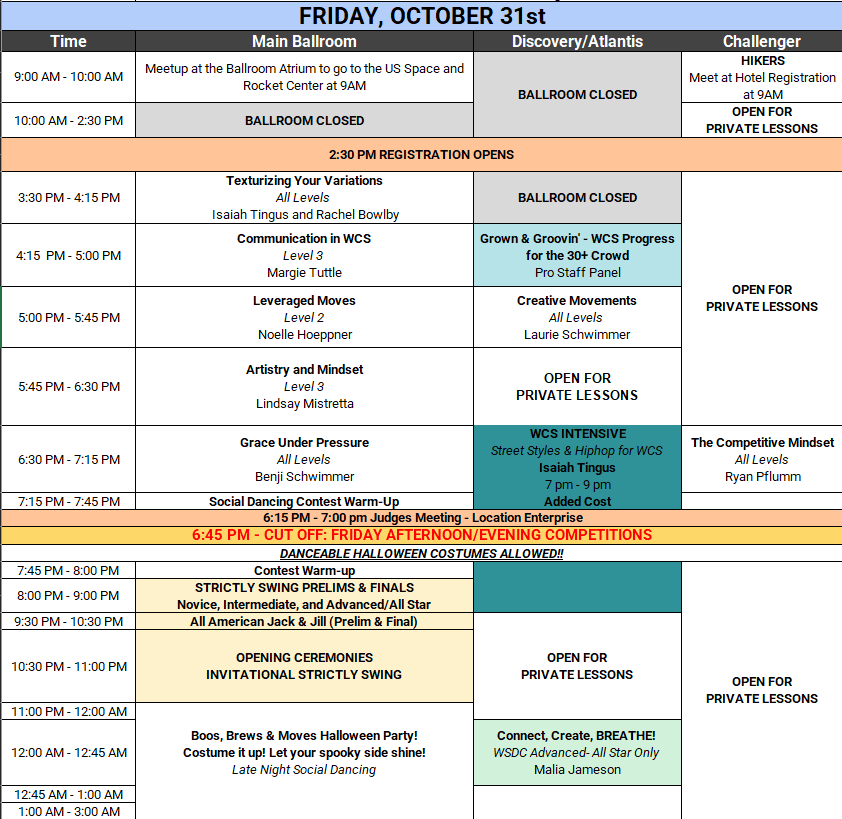 Friday Schedule - R1