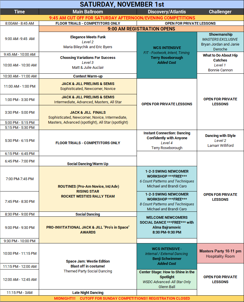Saturday Schedule - R1